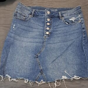 Maurices Blue Distressed Mini Skirt